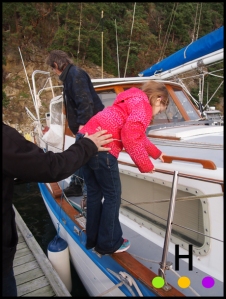 climbing on the boat